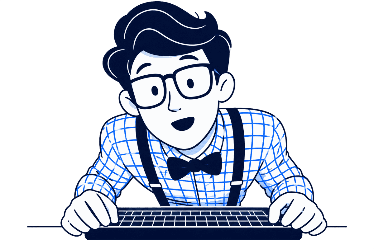 Ilustración: una persona escribiendo en el teclado, preguntando a su asistente de IA sobre subastas.