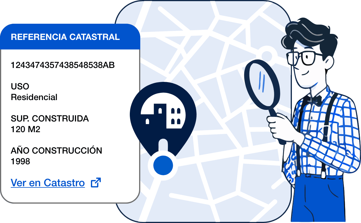 Inmueble enriquecido con datos de Catastro y coordenadas sobre un mapa de España